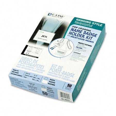 C-Line Products C-Line 96043 Hanging-Style Badge Holder Kit  Top Load  3 x 4  White  50 Per Box 96043